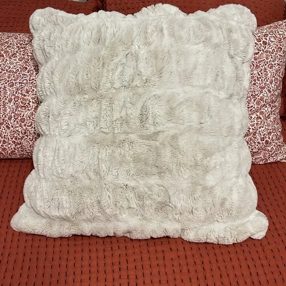 Pottery Barn Faux Fur Ruched Euro Sham Oversized Toss Pillow